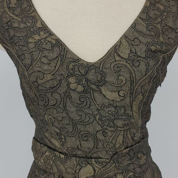 M.L.L.P.‎ dress, XS. VTG Brocade olive green. GREAT FOR THE OFFICE. - Picture 2 of 7